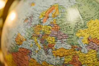 A globe shows europe and parts of asia