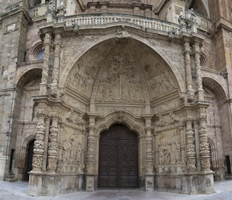 Elaborate and detailed entryway of a building.