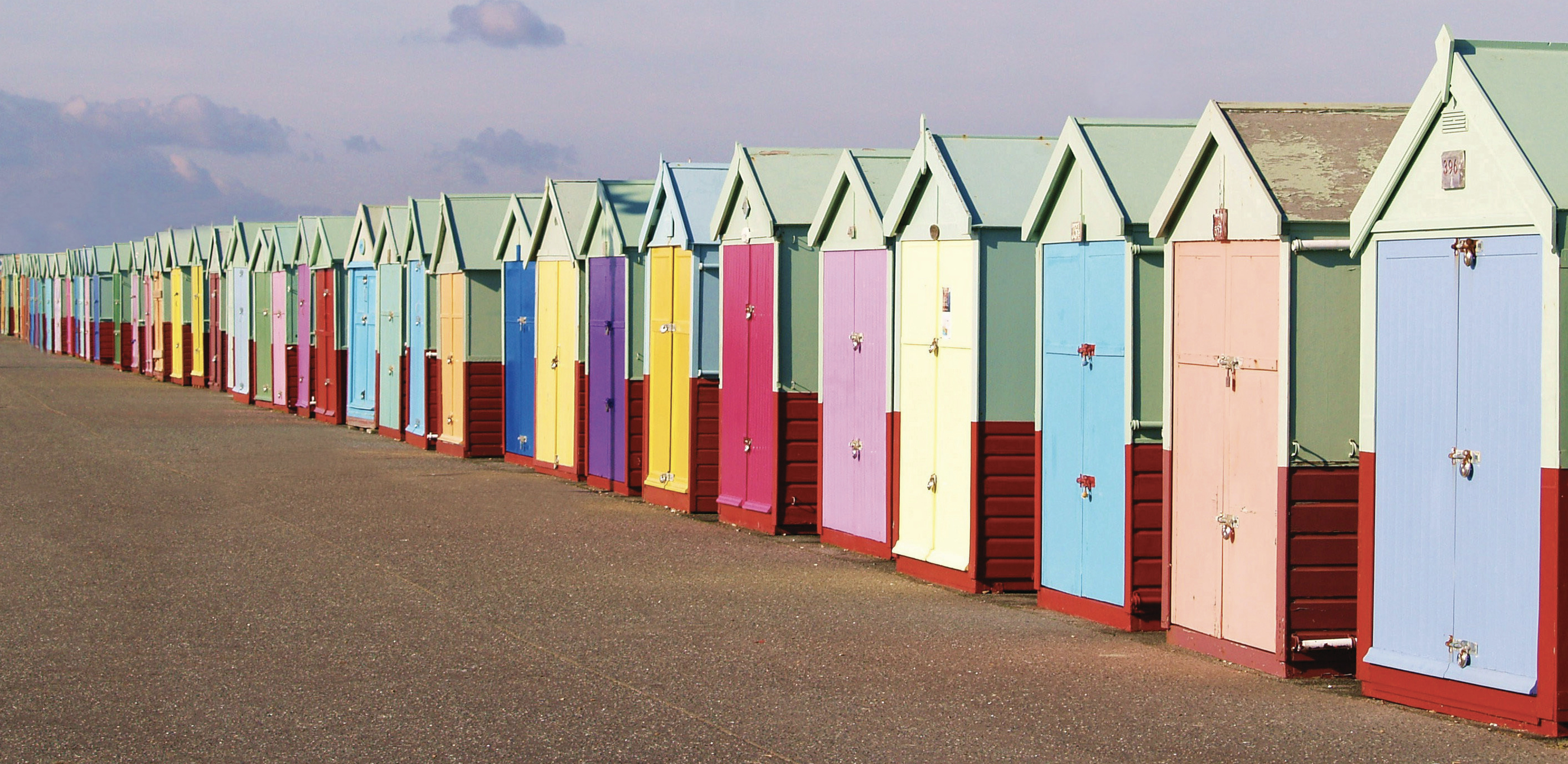A line of beach huts at Hove, Sussex