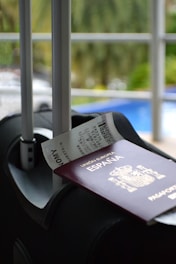 Passport and ticket ready for a trip.