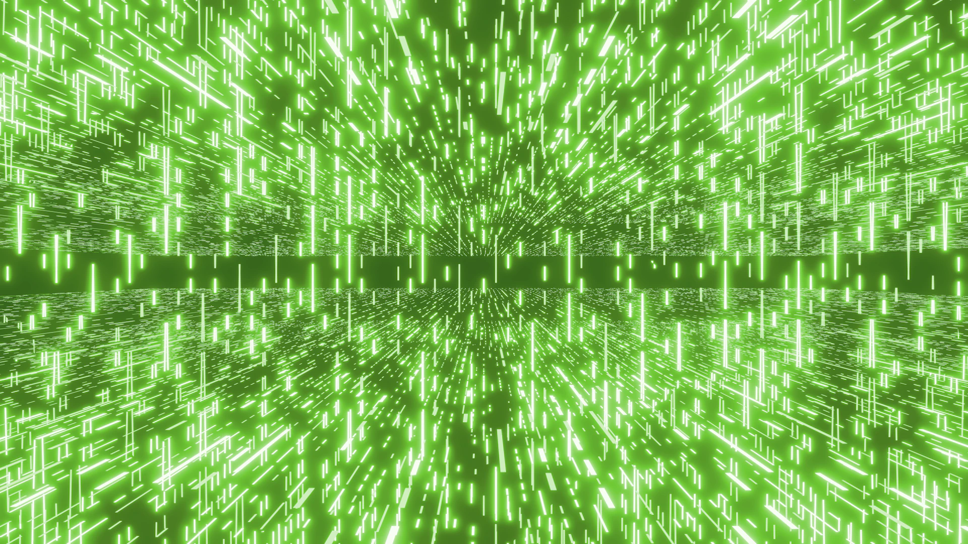Green data streams create a digital tunnel.