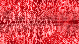 Red lines create an abstract, futuristic visual.
