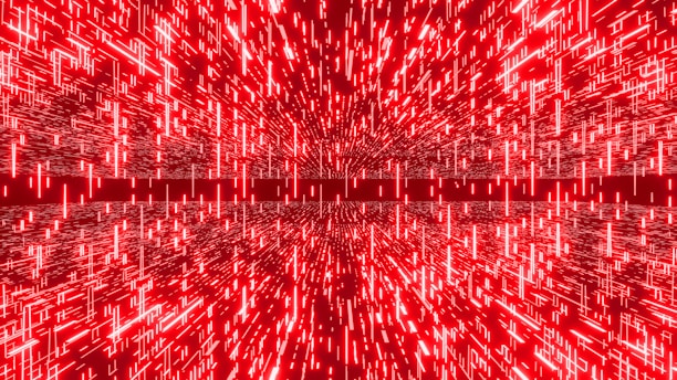 Red lines create an abstract, futuristic visual.