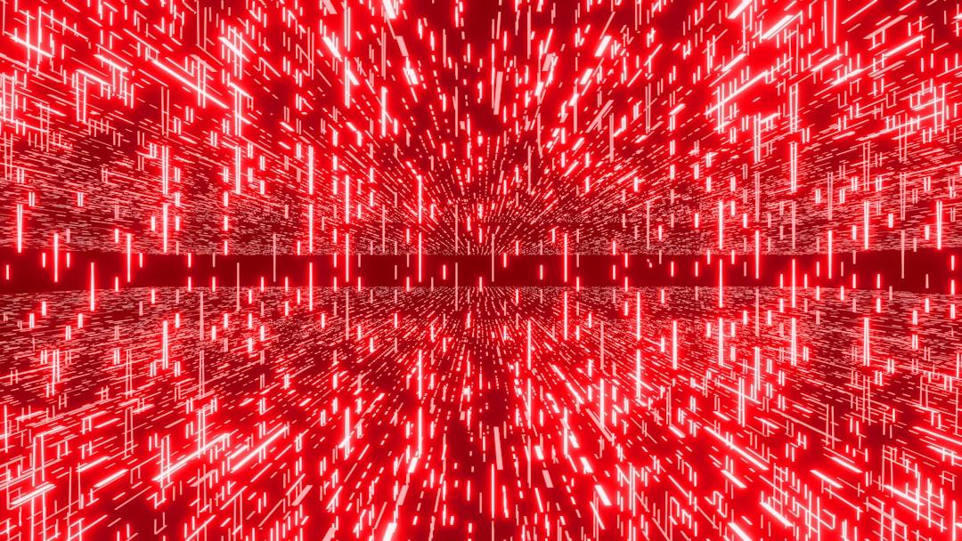 Red lines create an abstract, futuristic visual., Exit The Matrix | Blender 3D