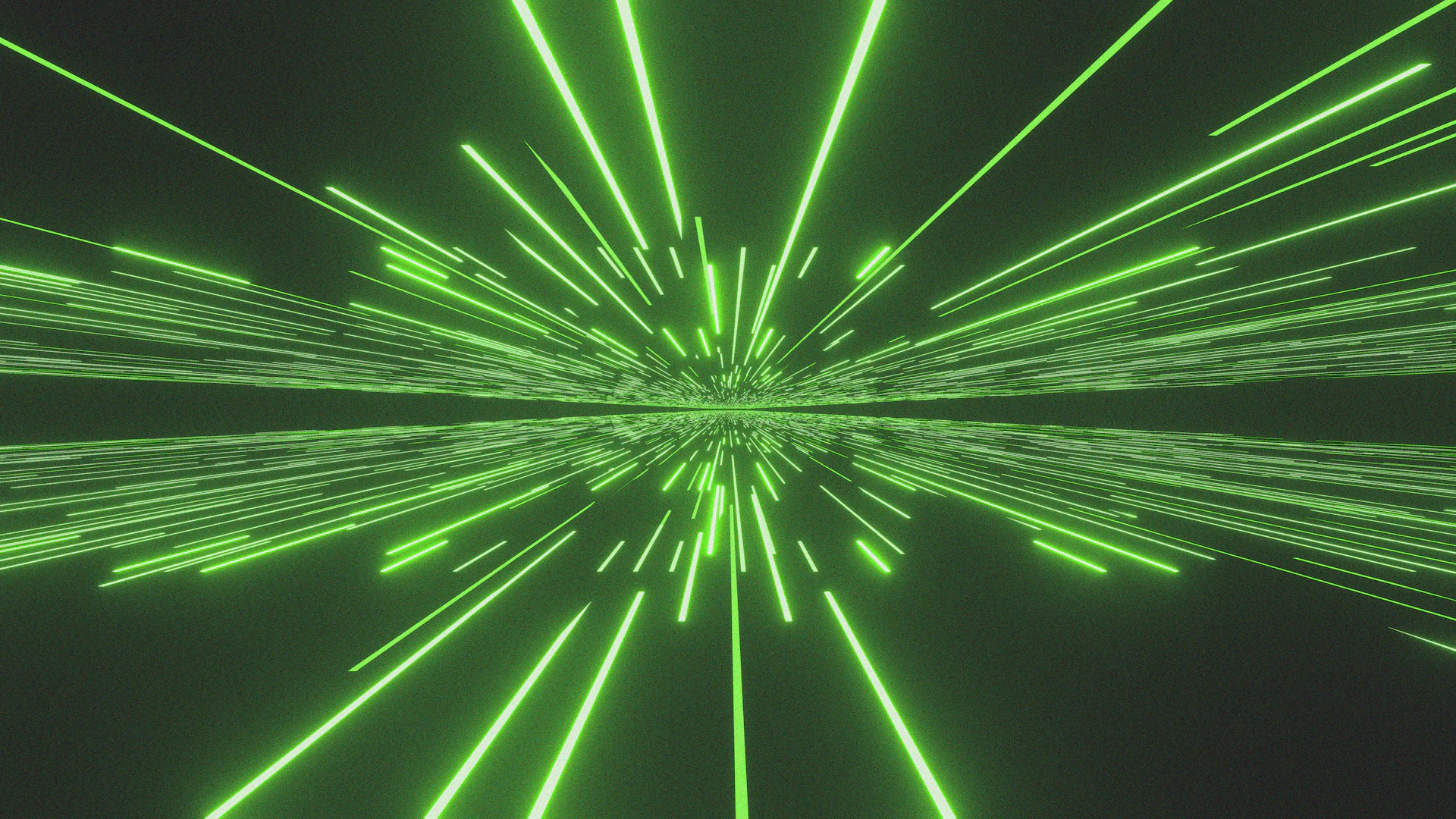 Green light streaks burst outwards from the center.