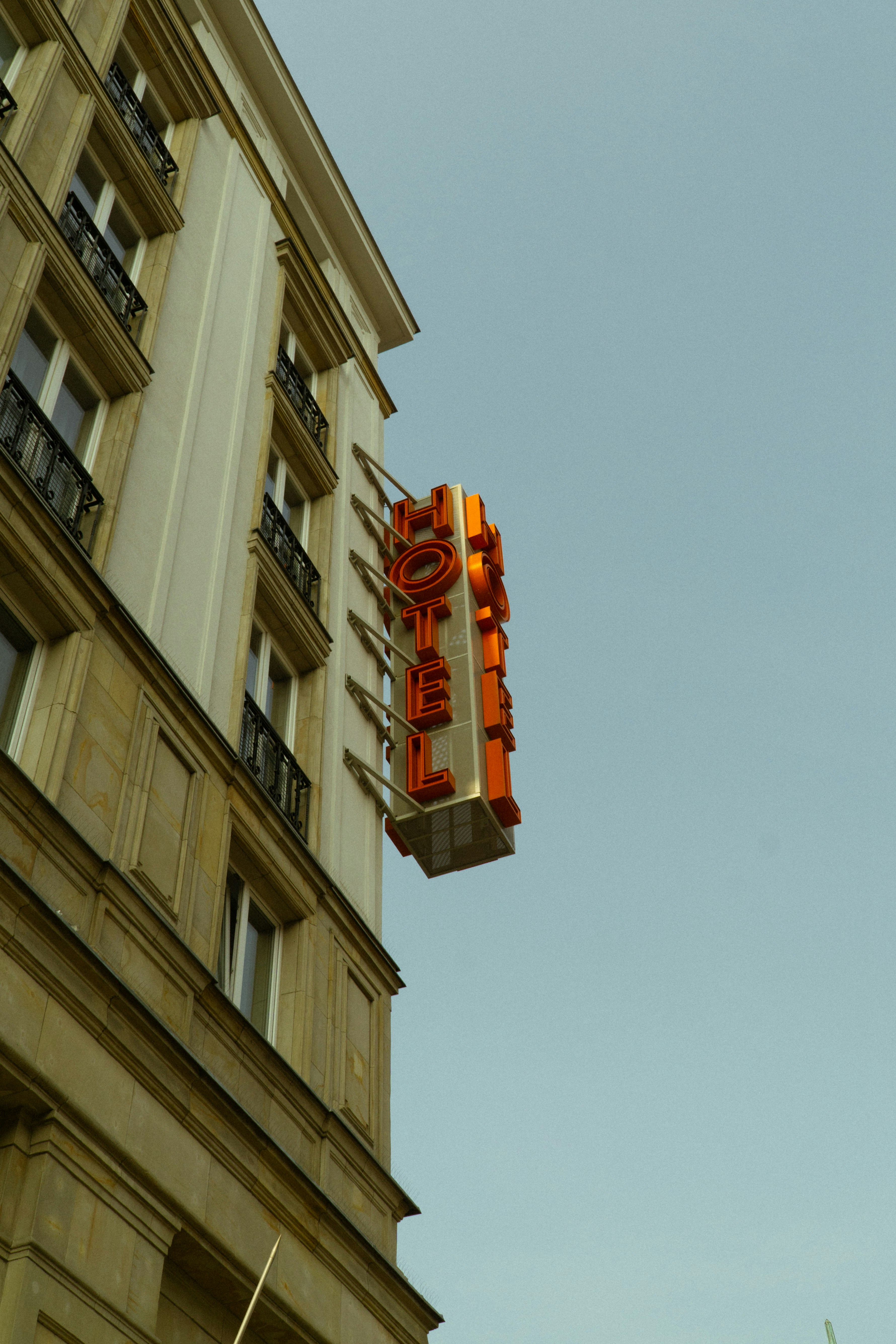 Hotel sign on a building.