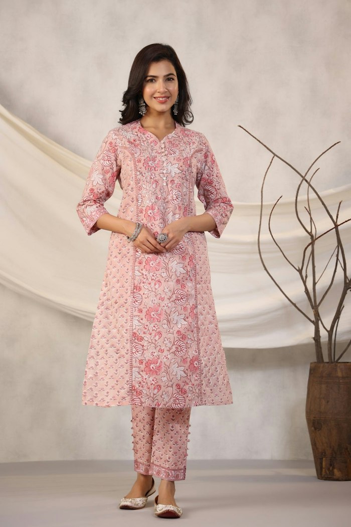 Block printed cotton kurta made in India