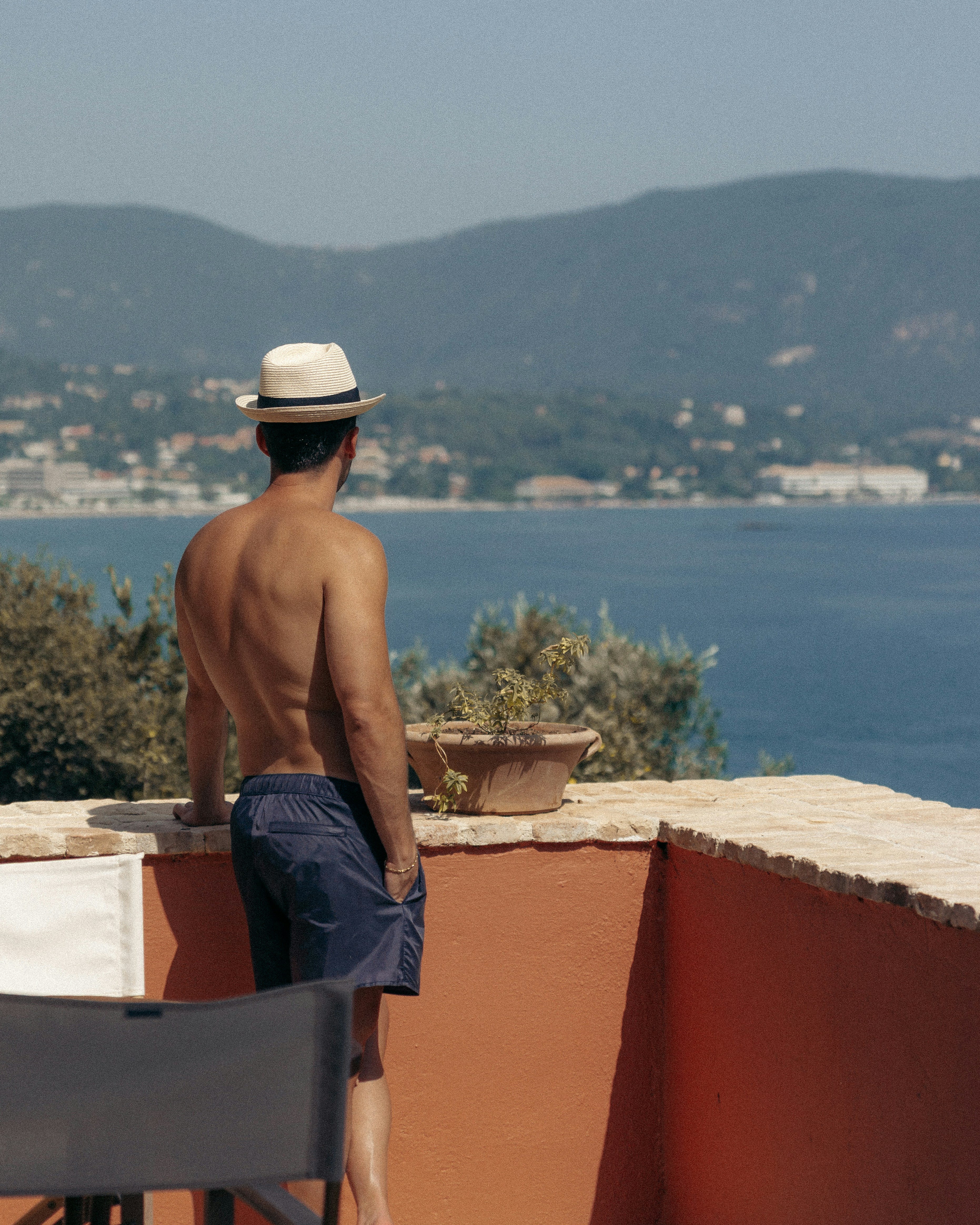 Man enjoys the beautiful coastal view.