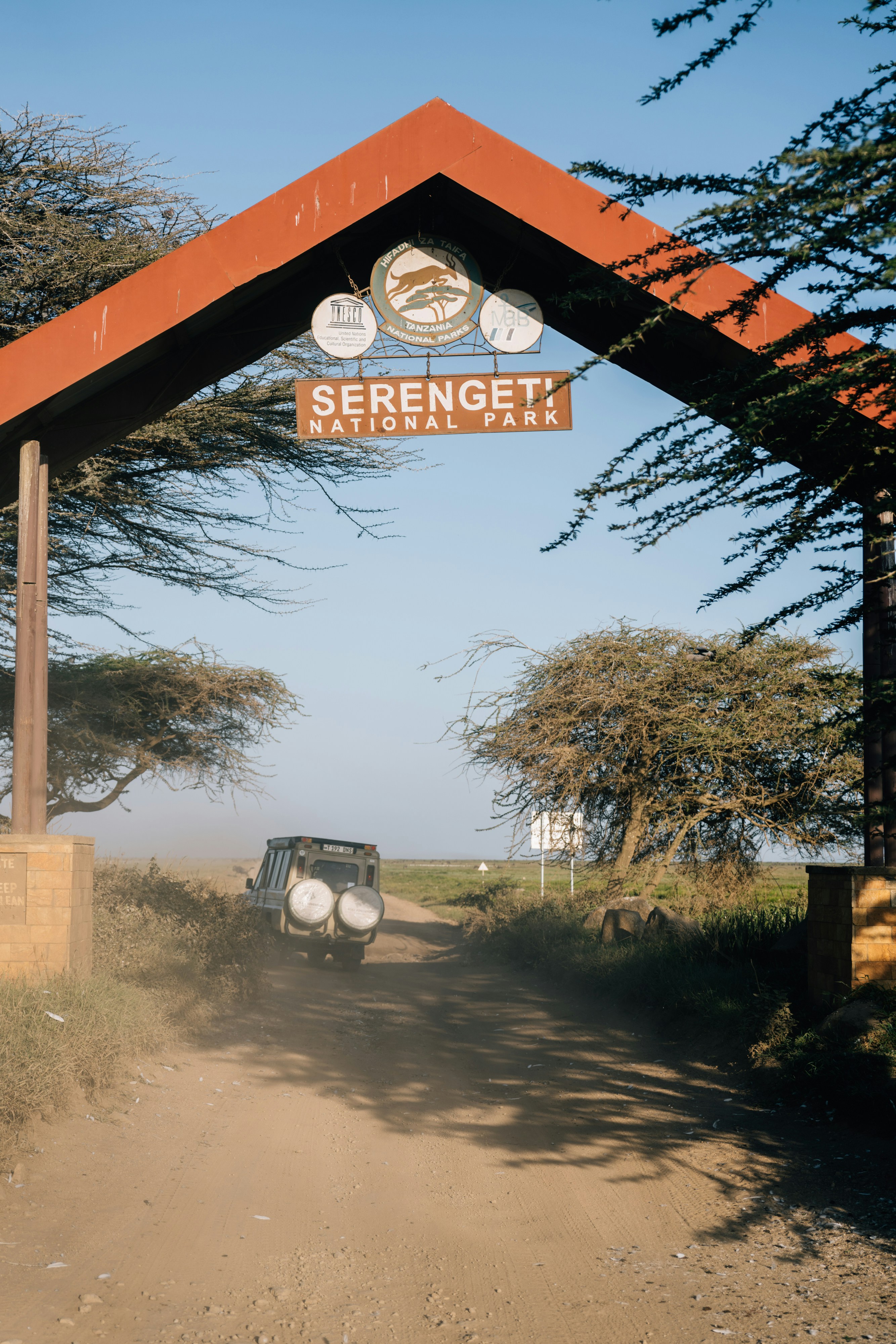 Entering serengeti national park in tanzania.