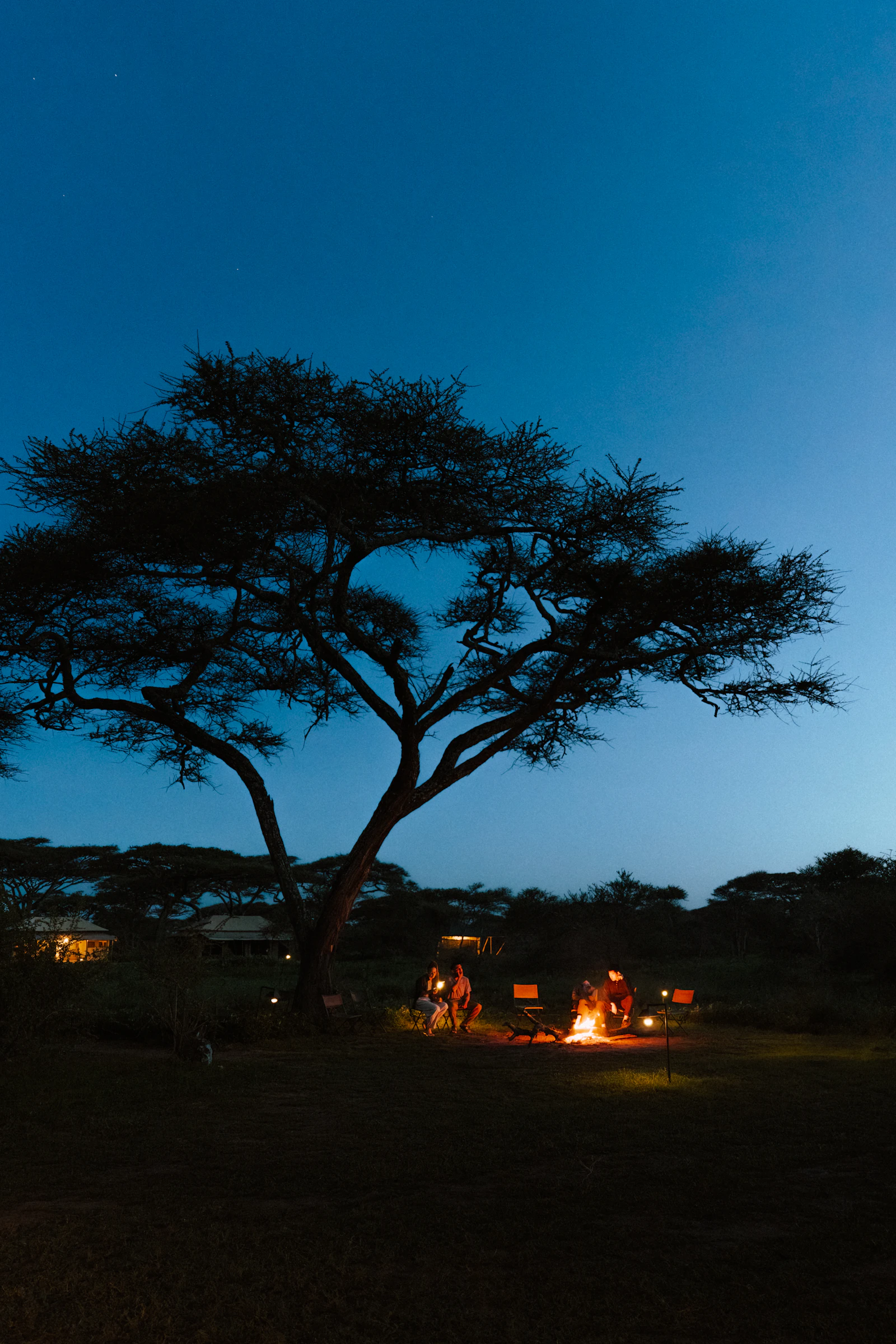 Camp at dusk