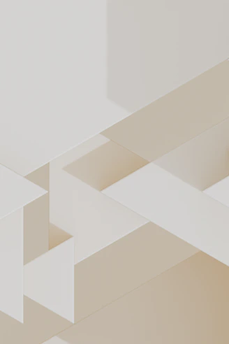 Geometric shapes create an abstract, minimalist composition.