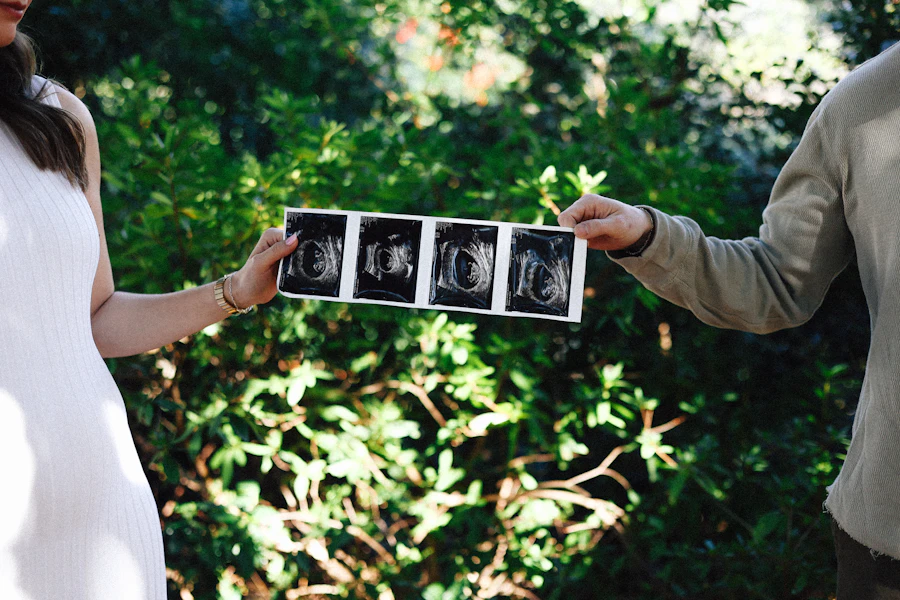 Couple looking at a prenatal ultrasound scan