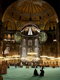 The interior of the hagia sophia.
