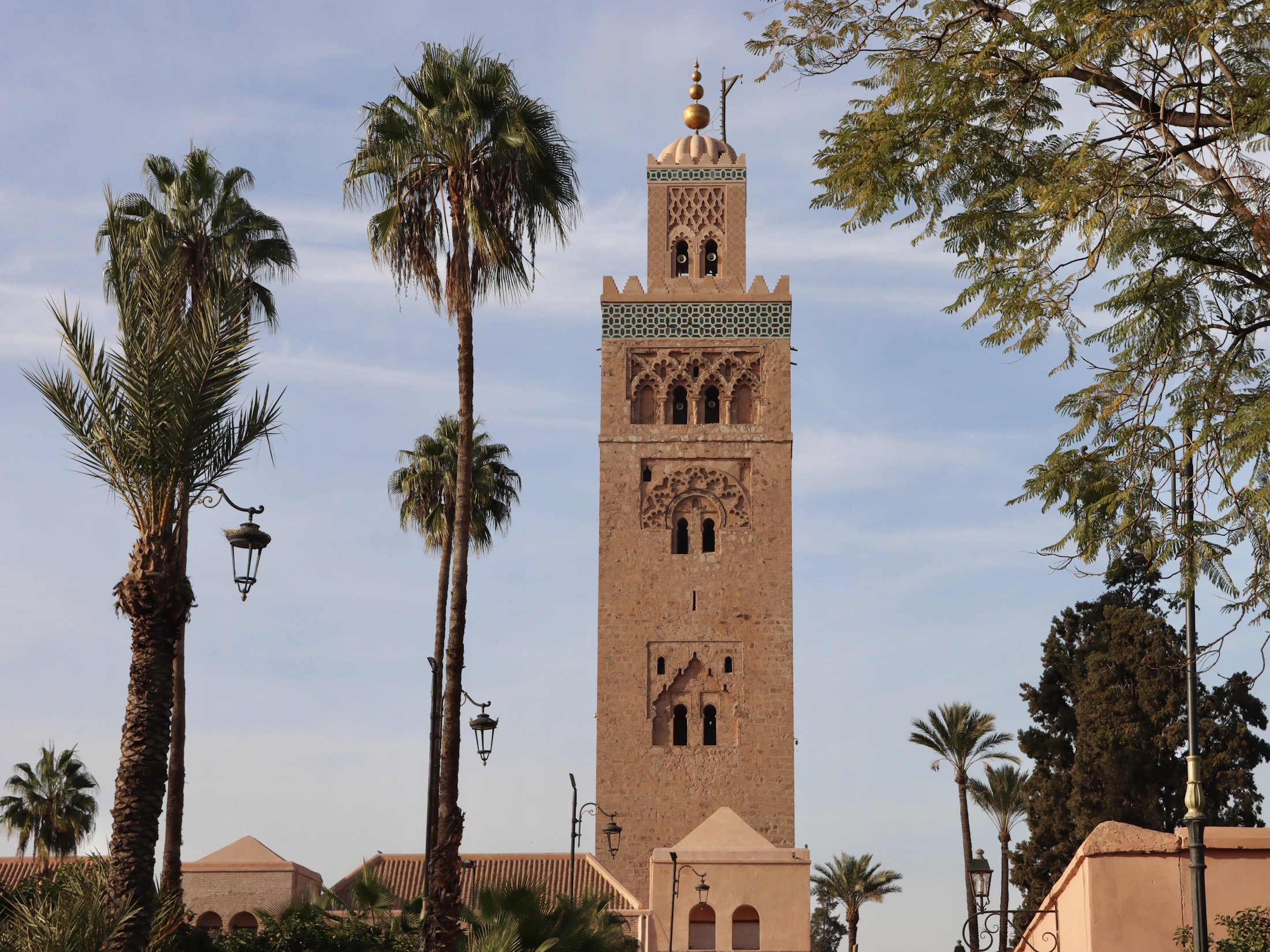 Koutoubia Mosque rising above Marrakech in clear daylight