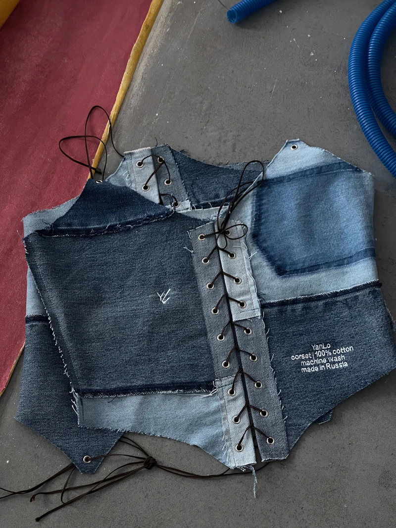 Denim patchwork corset top