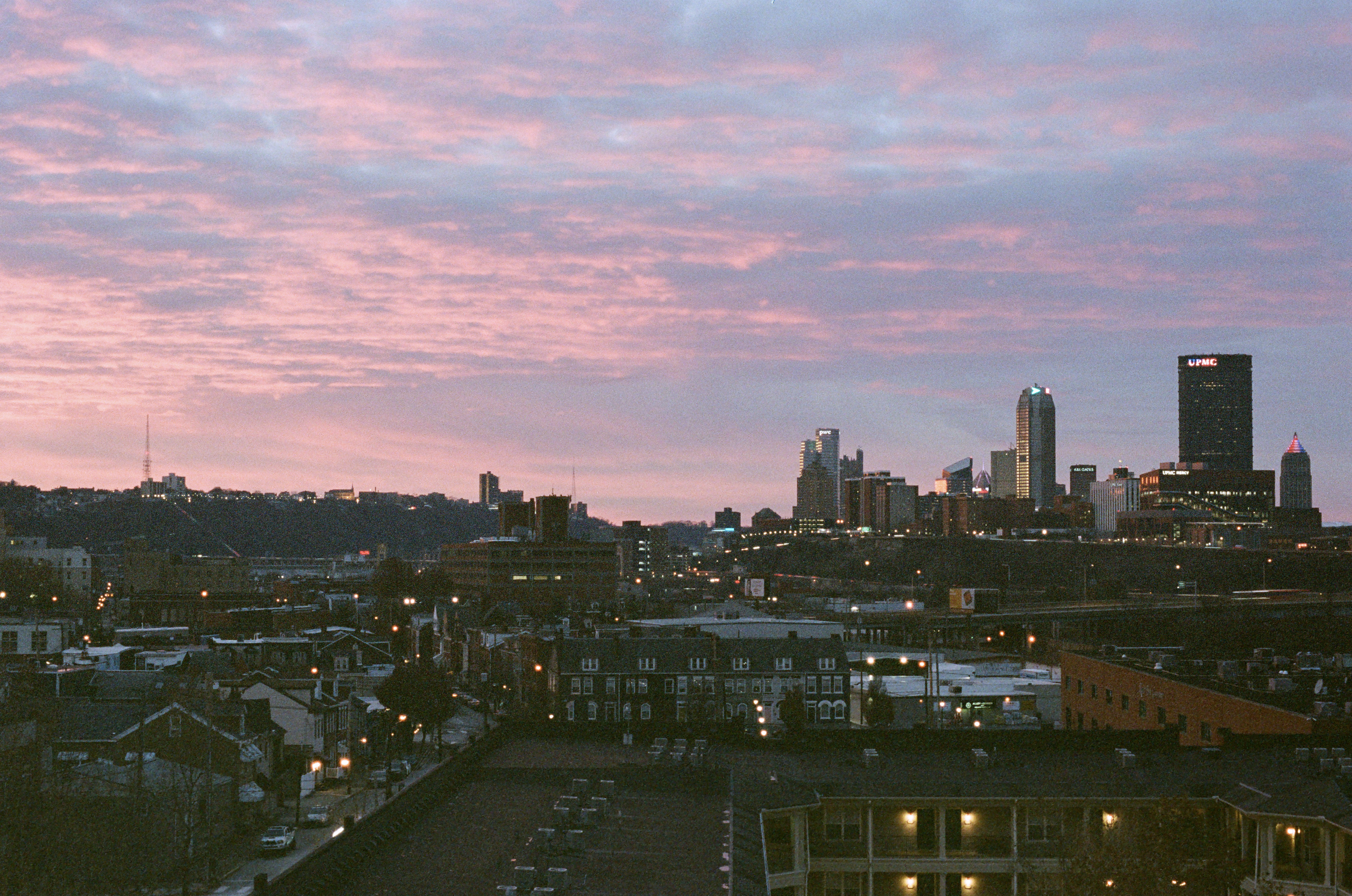 Dayton skyline at sunset - local social media marketing Dayton