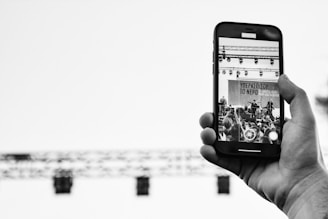 A person films a concert with their phone.