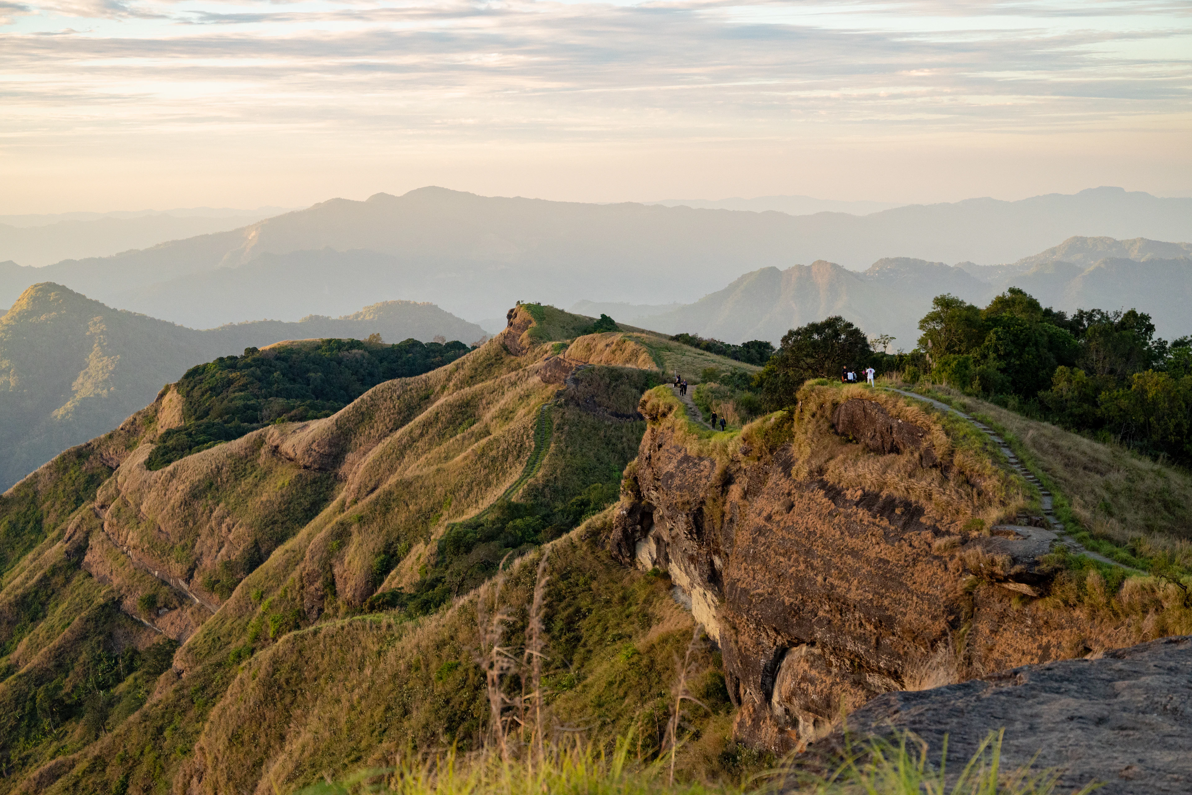 Rolling mountain ridges at dawn in Mizoram
