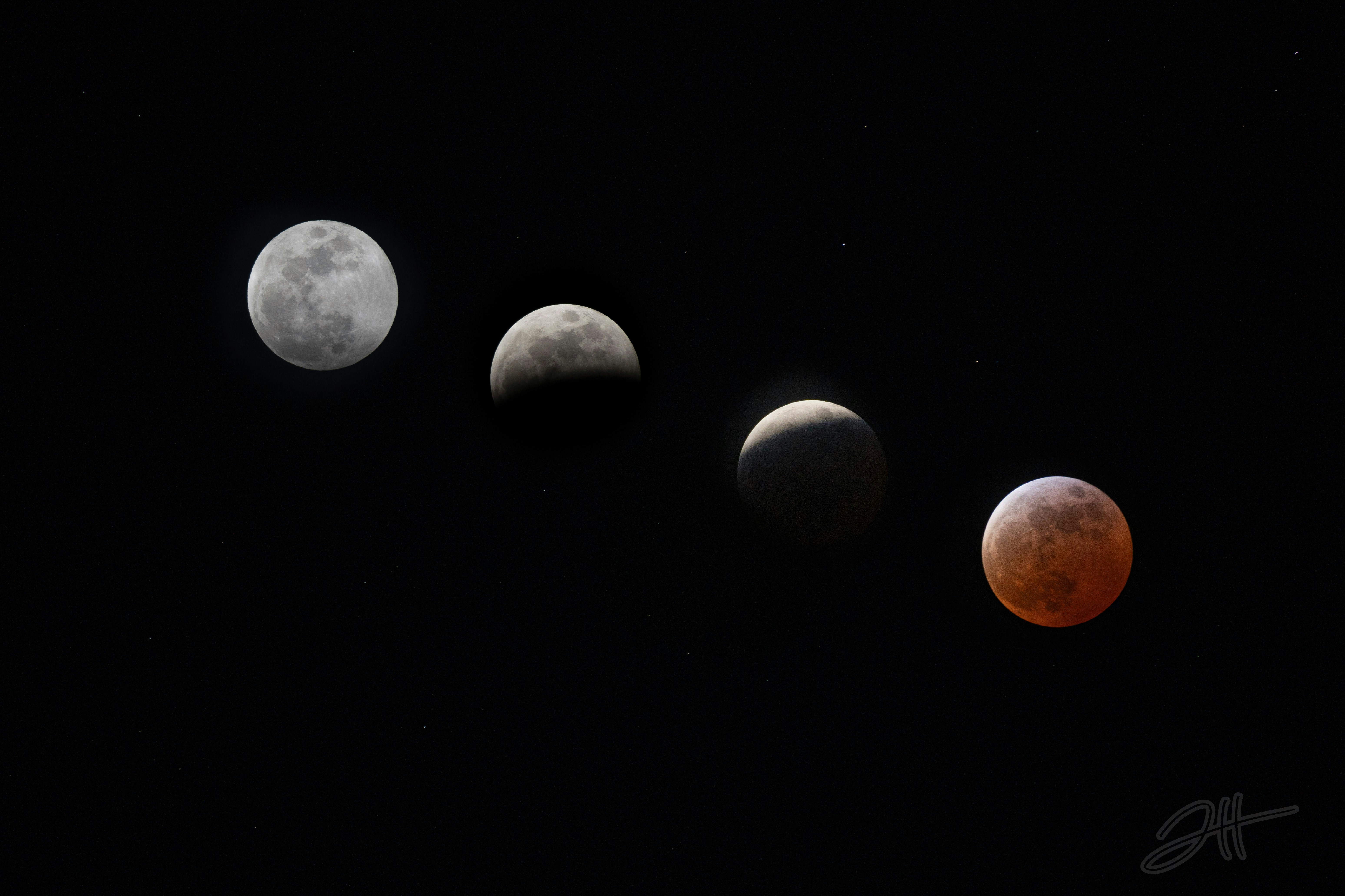 Phases of a lunar eclipse are captured. photo – Free Moon Image on Unsplash