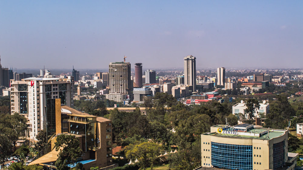 Busy African city street scene