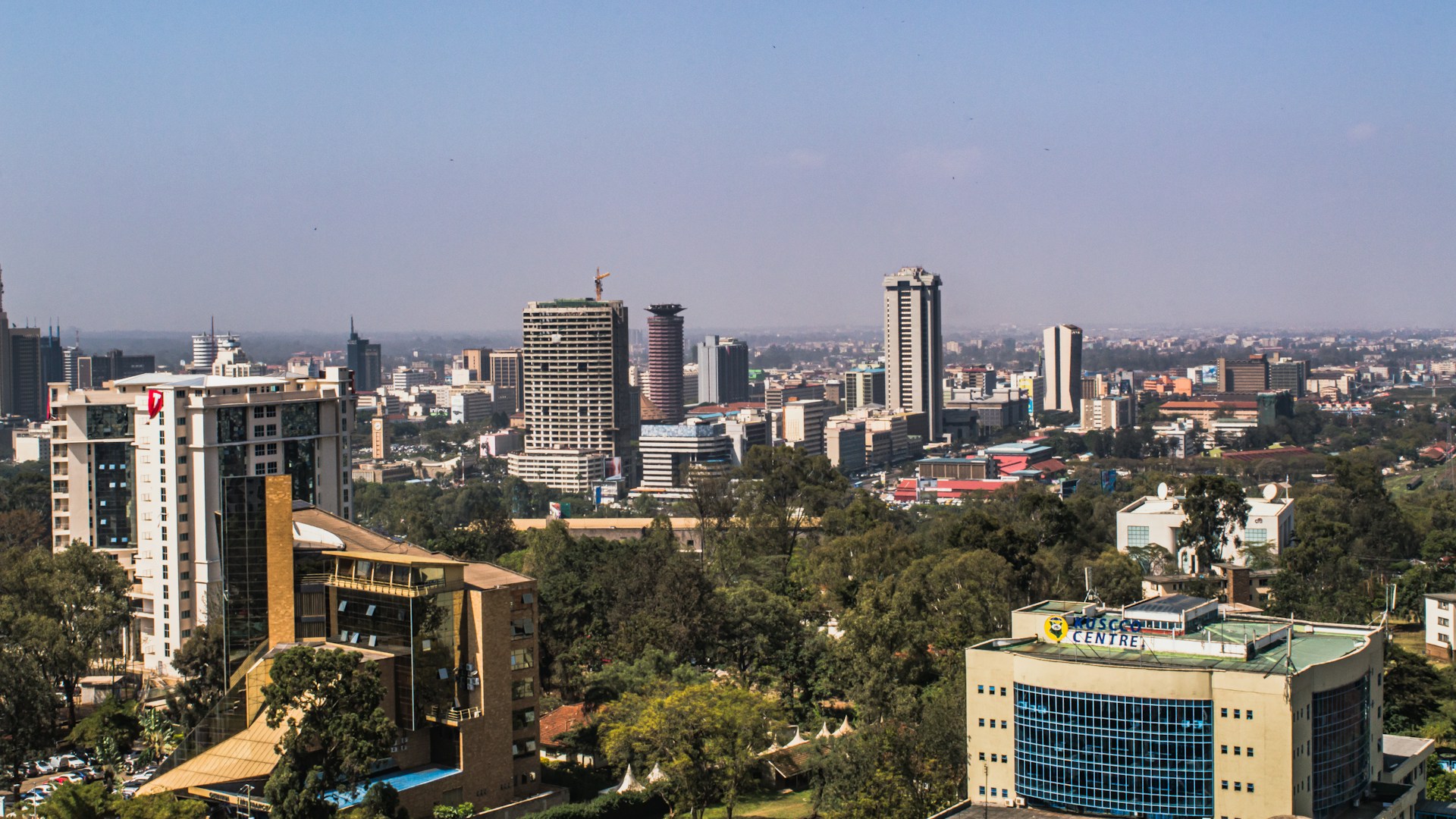 A cityscape of nairobi, kenya on a sunny day.