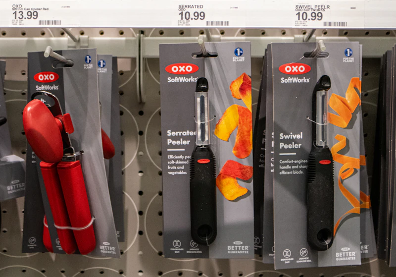 Homeware products on retail shelving