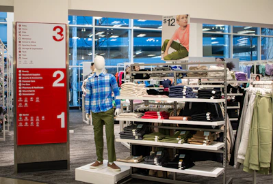 Target store apparel and signage are displayed.