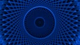 Blue geometric pattern creates an optical illusion.