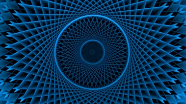 Blue geometric pattern in a circular formation.
