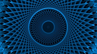 Blue geometric pattern in a circular formation.