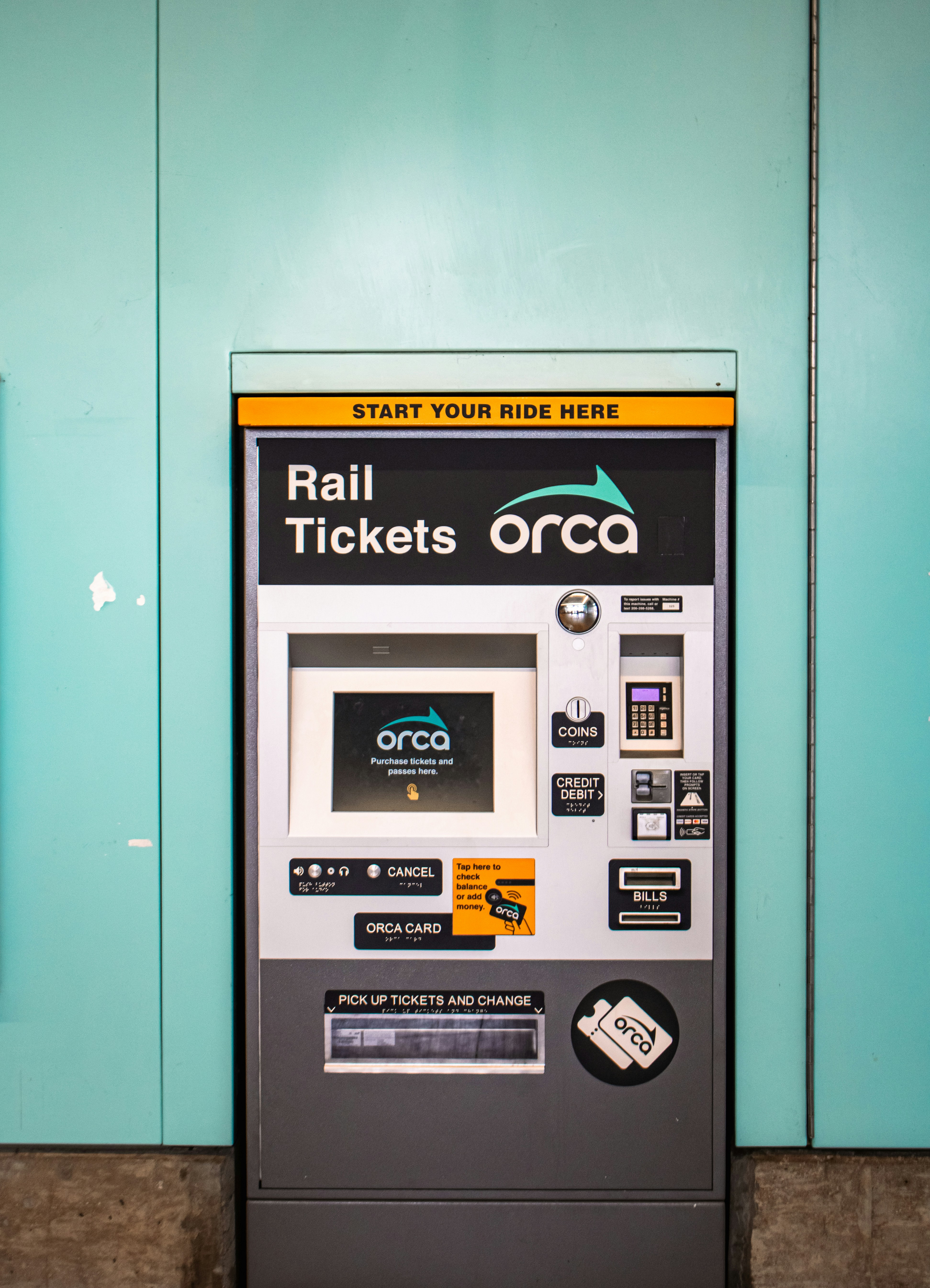 A rail tickets orca machine is shown.