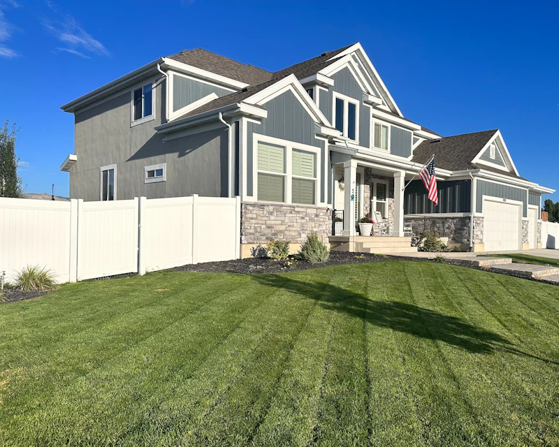 Cleared green lawn after leaf removal service