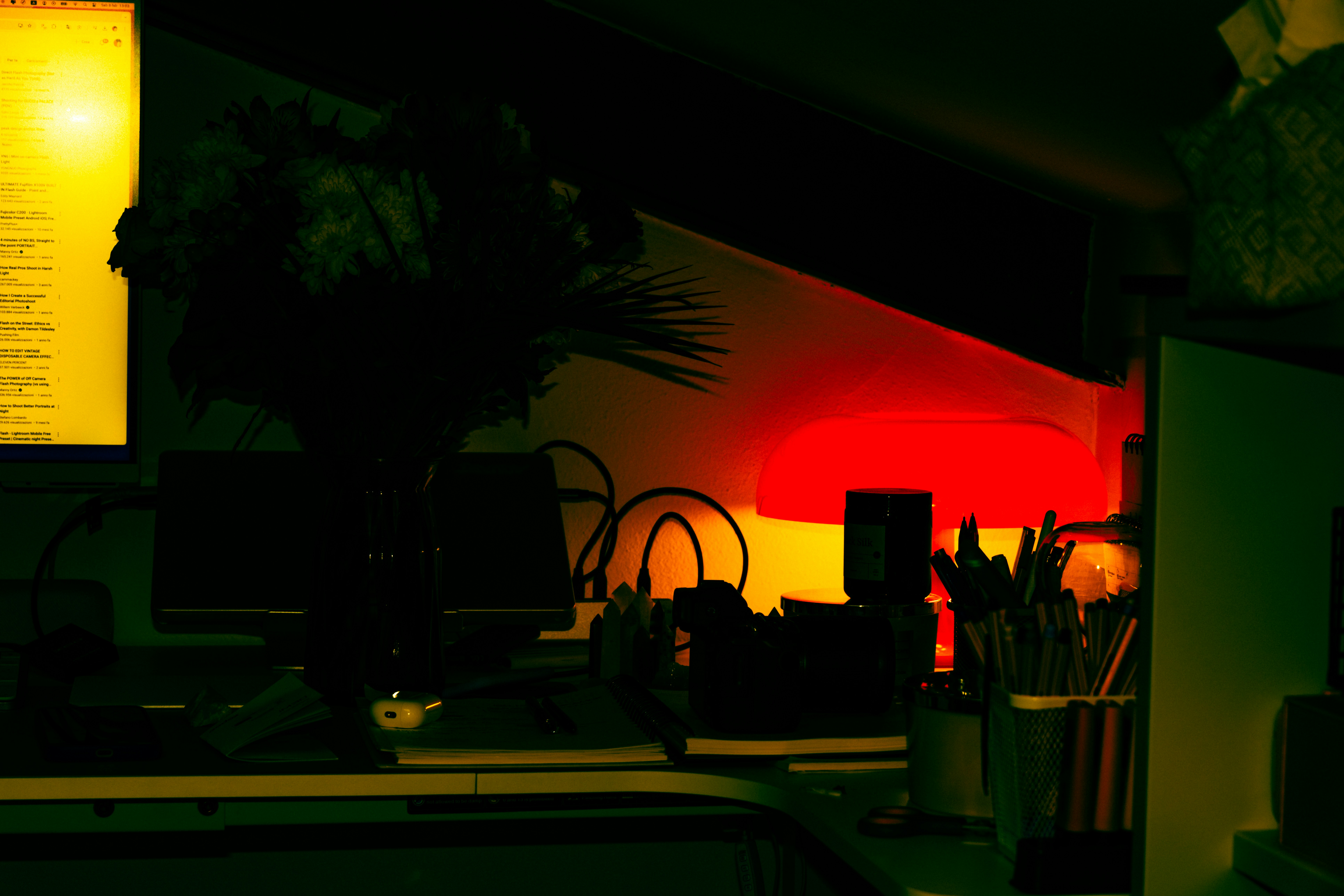 Dark cinematic workspace