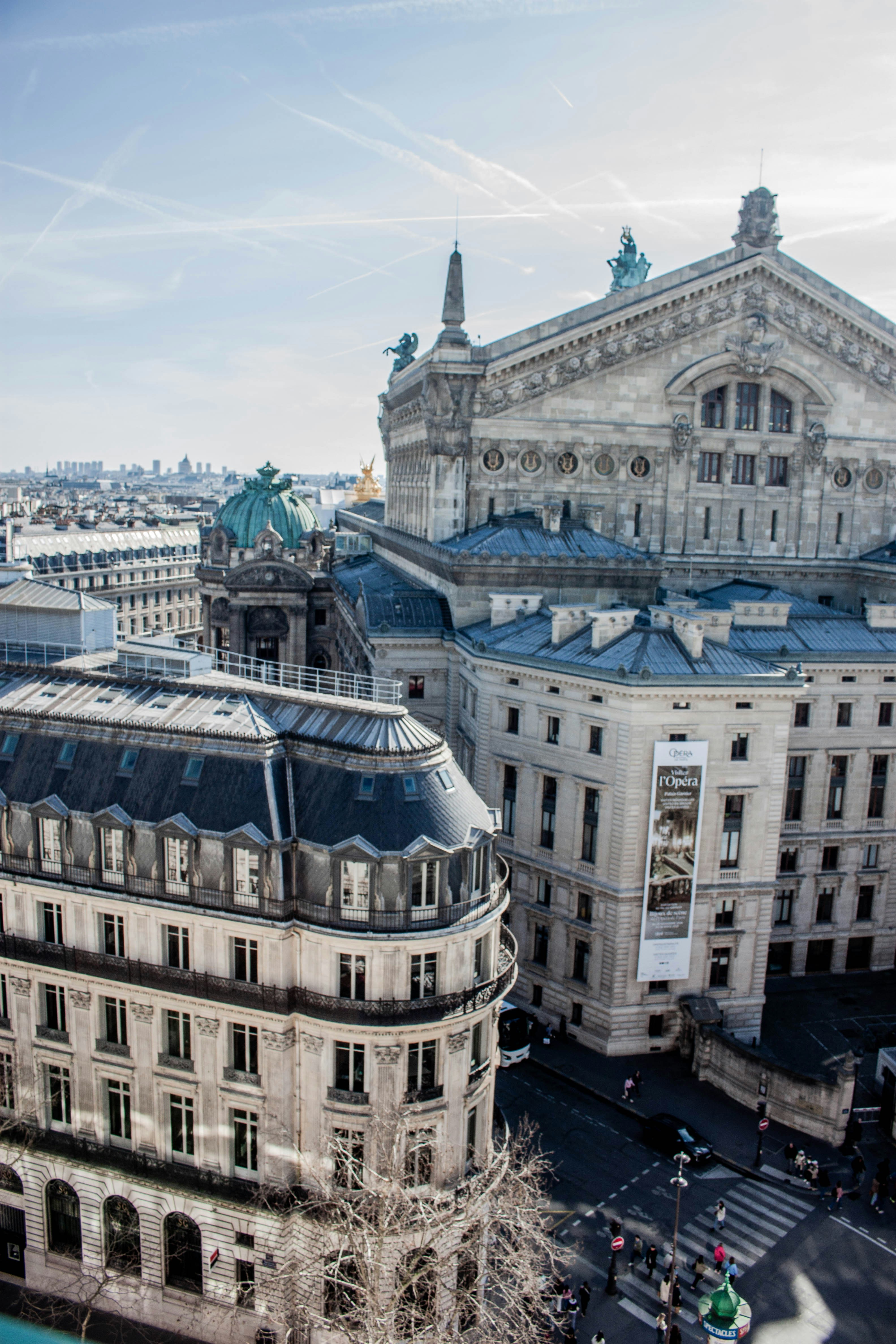 View of the paris opera house and buildings.