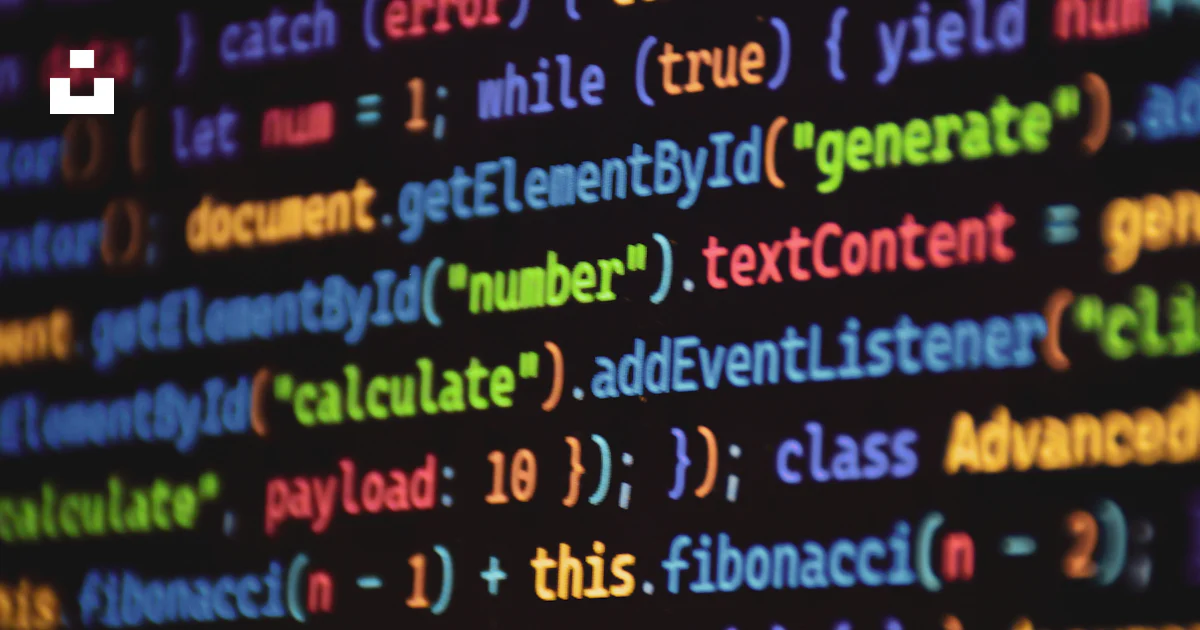 El código de programación se muestra en una pantalla colorida. foto ...
