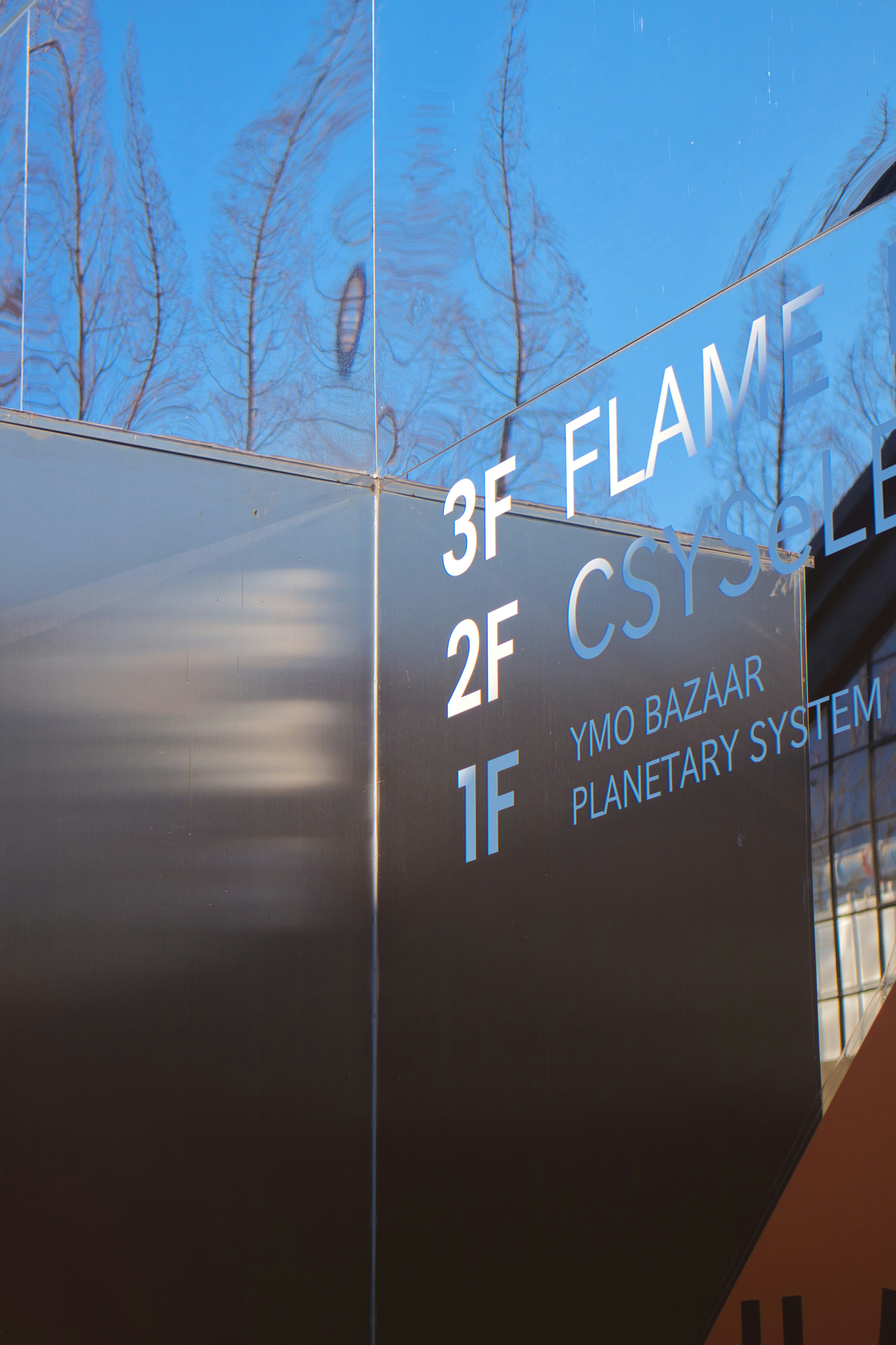 Building sign with floor numbers and names.