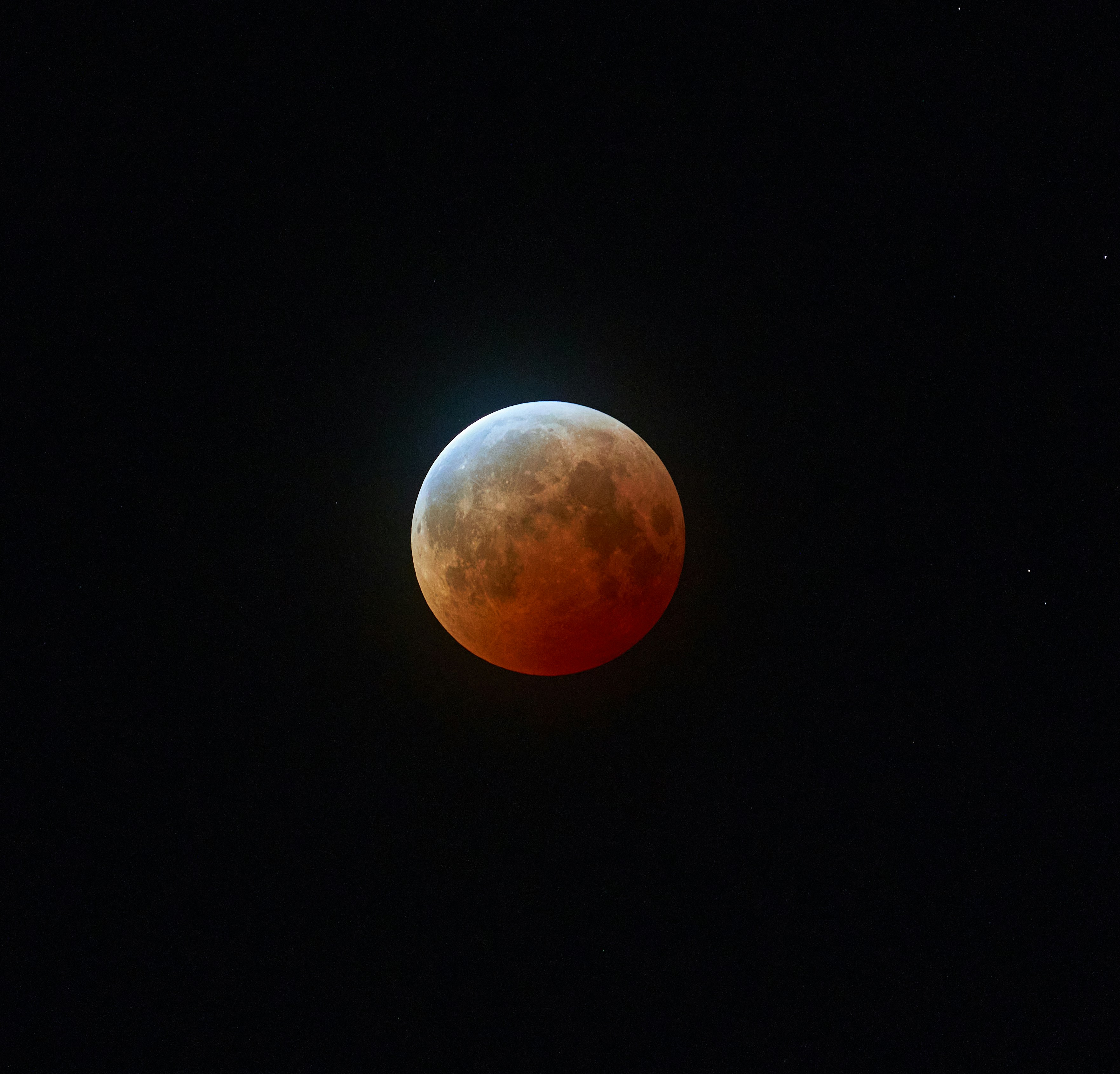 Blood moon in the dark night sky.