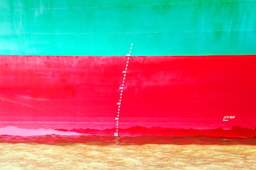 A ship's hull with its waterline.
