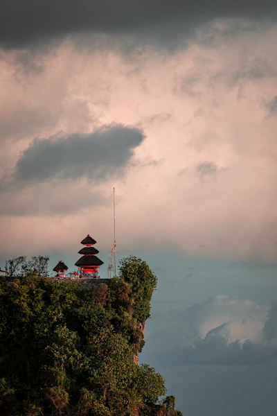 Uluwatu Temple perched on a clifftop above the ocean