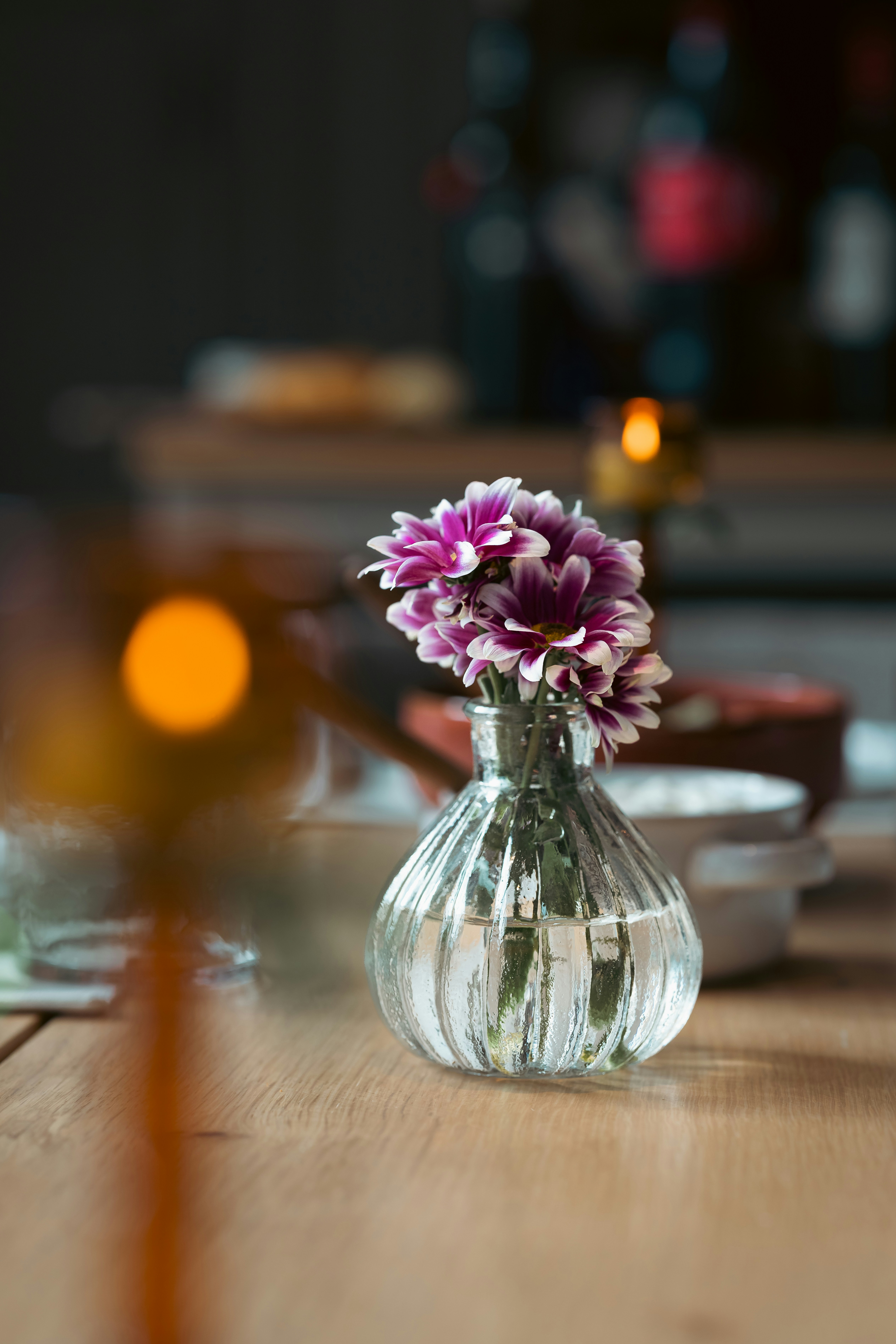 Table setting with glass vase
