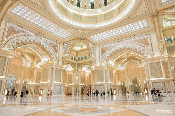 Ornate interior hall at Qasr Al Watan in Abu Dhabi