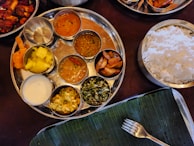 Indian thali is served with side dishes.