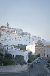 A picturesque white city on a hill