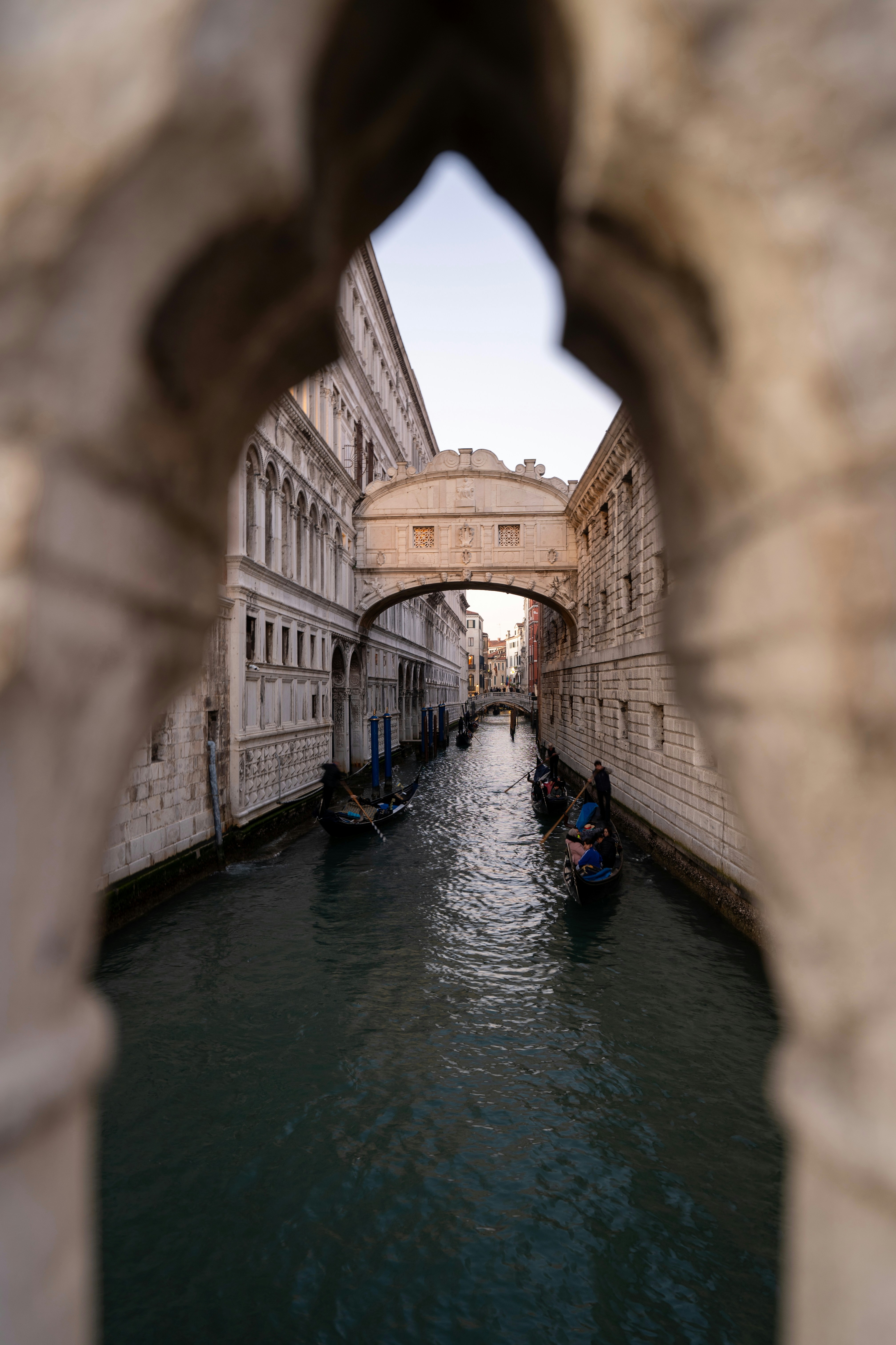 The bridge of sighs viewed through an arch.