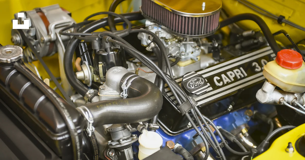 Close-up view of a ford capri 3.0 engine. photo – Free Car Image on ...