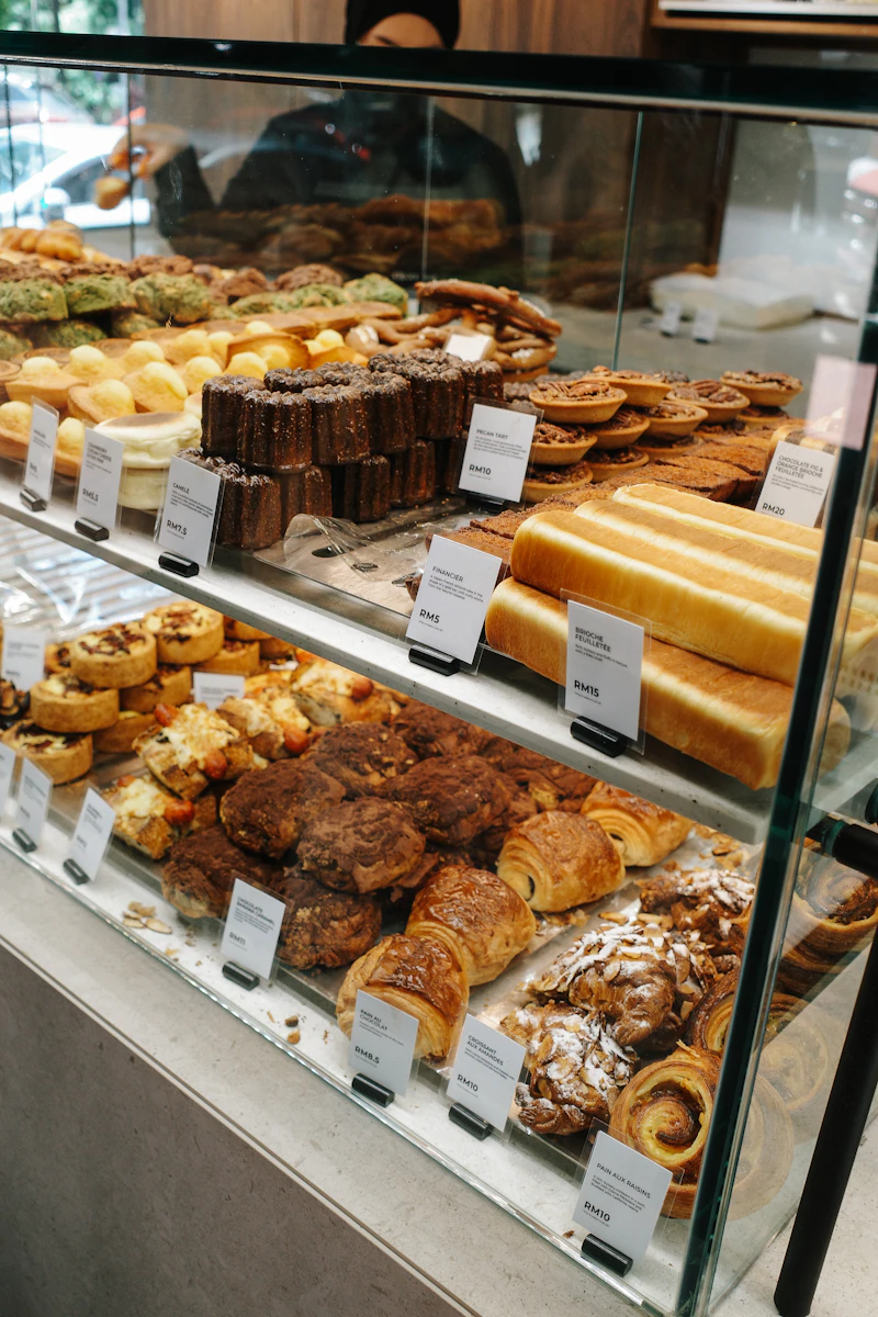 Pastries and baked goods on display