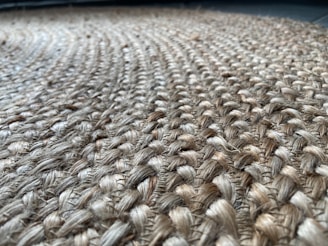 Close-up of woven rug.