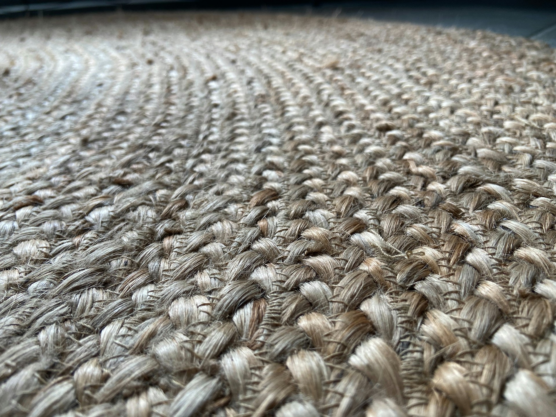 Close-up of woven rug.