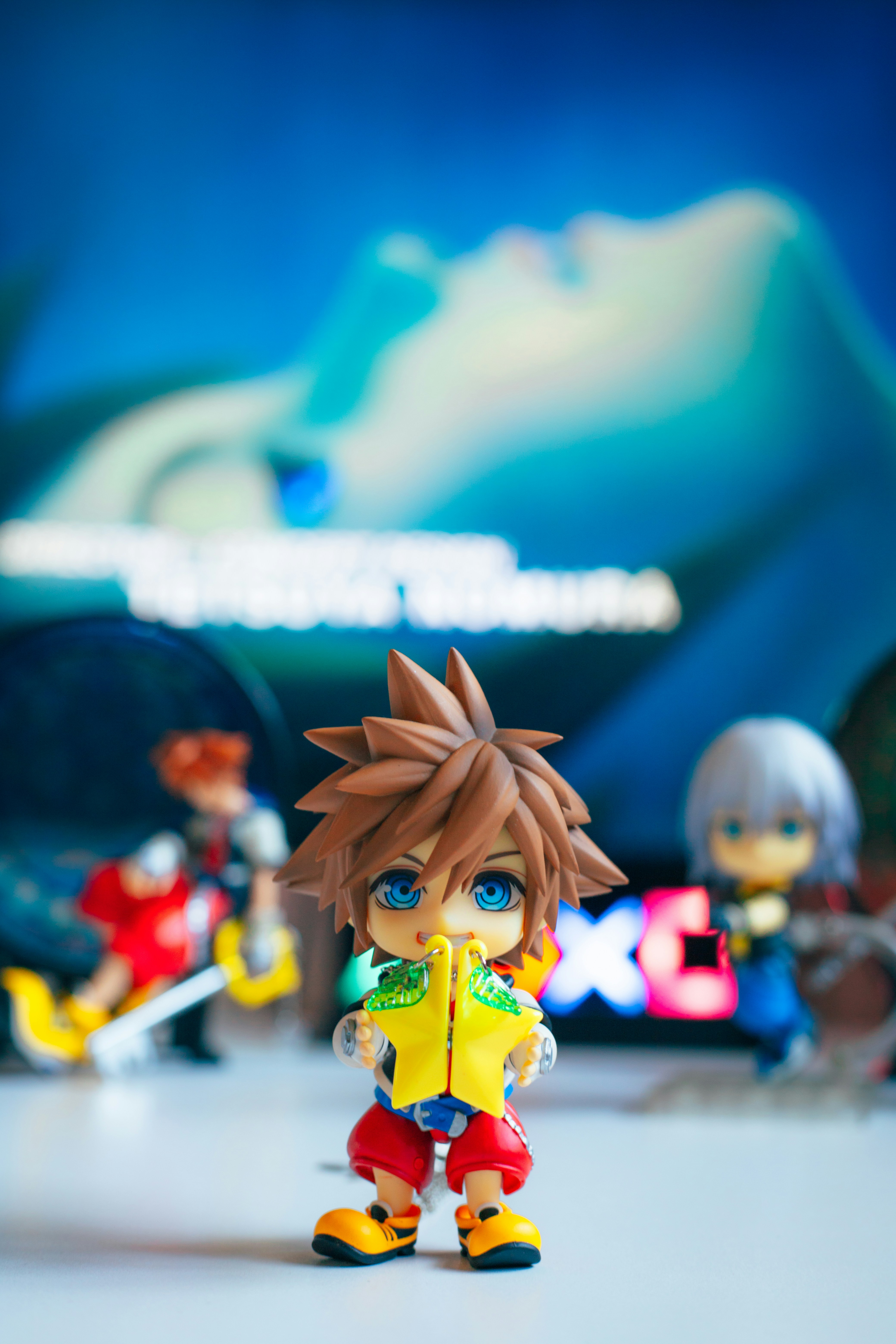 Kingdom hearts figurines are on display.