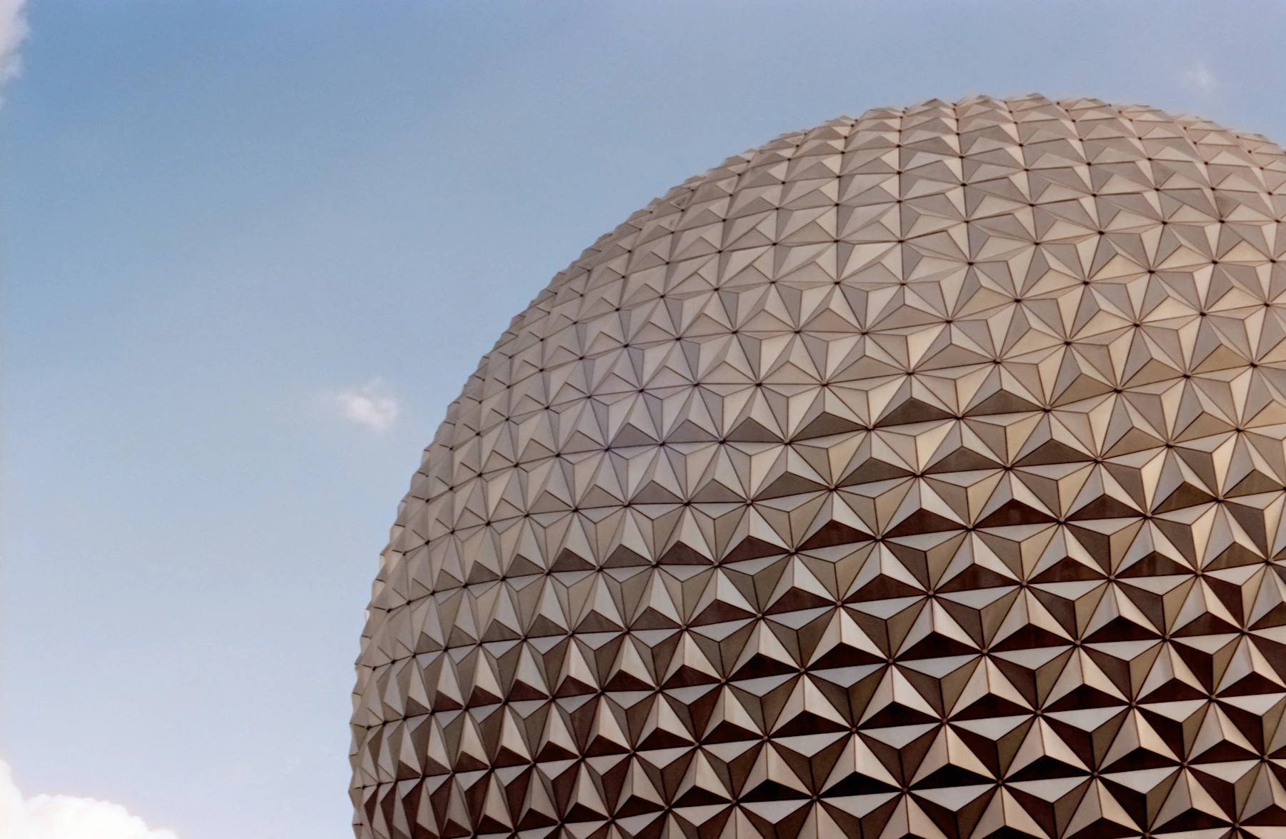 Spaceship Earth rising against the sky at EPCOT
